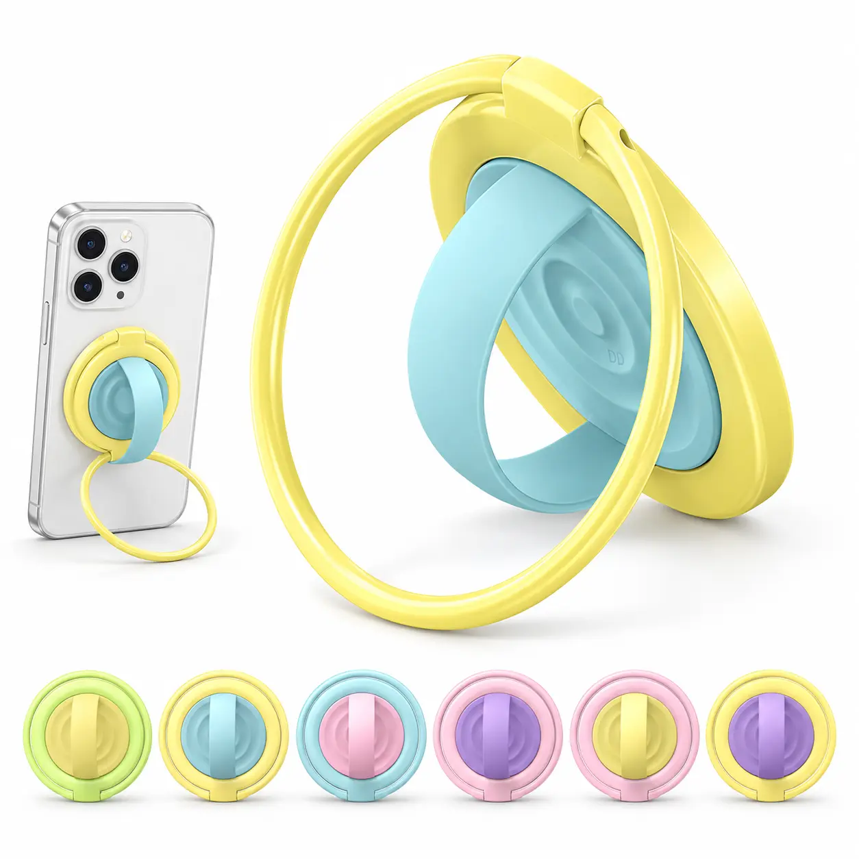 Magnetic Phone Ring Grip Compatible with MagSafe Cases, Two-Tone Silicone Finger Loop Holder for iPhone 18/17/16/15/14 Pro Max