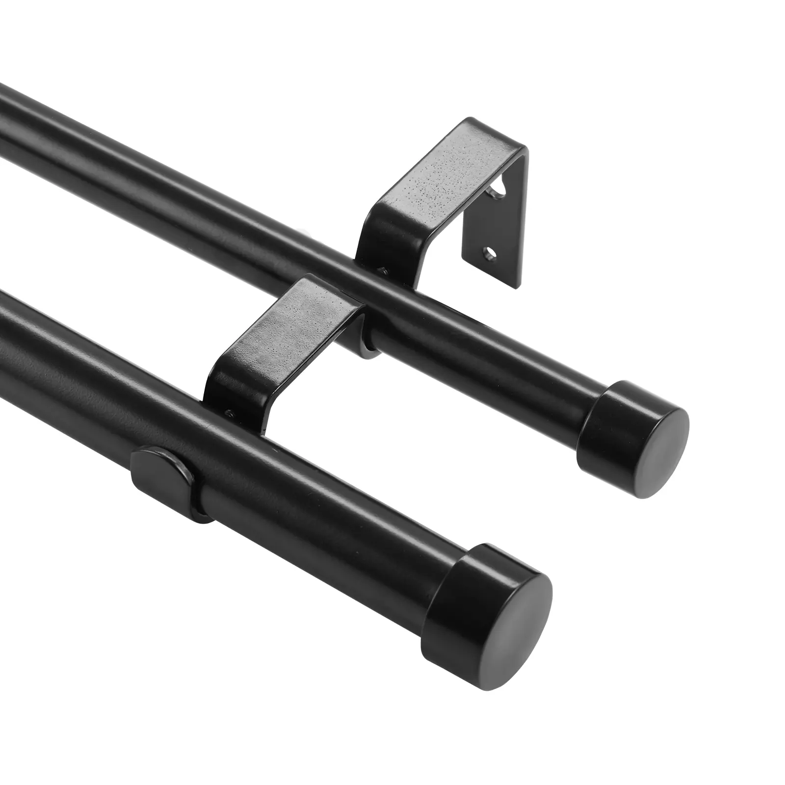 【Summerfinds】VEVOR 1 Inch Double Curtain Rods 74 to 144 Inches(6-12ft),Drapery Rods for Windows 69 to 140 InchesTelescoping Dual Curtain Rod with Round FinialsBlack