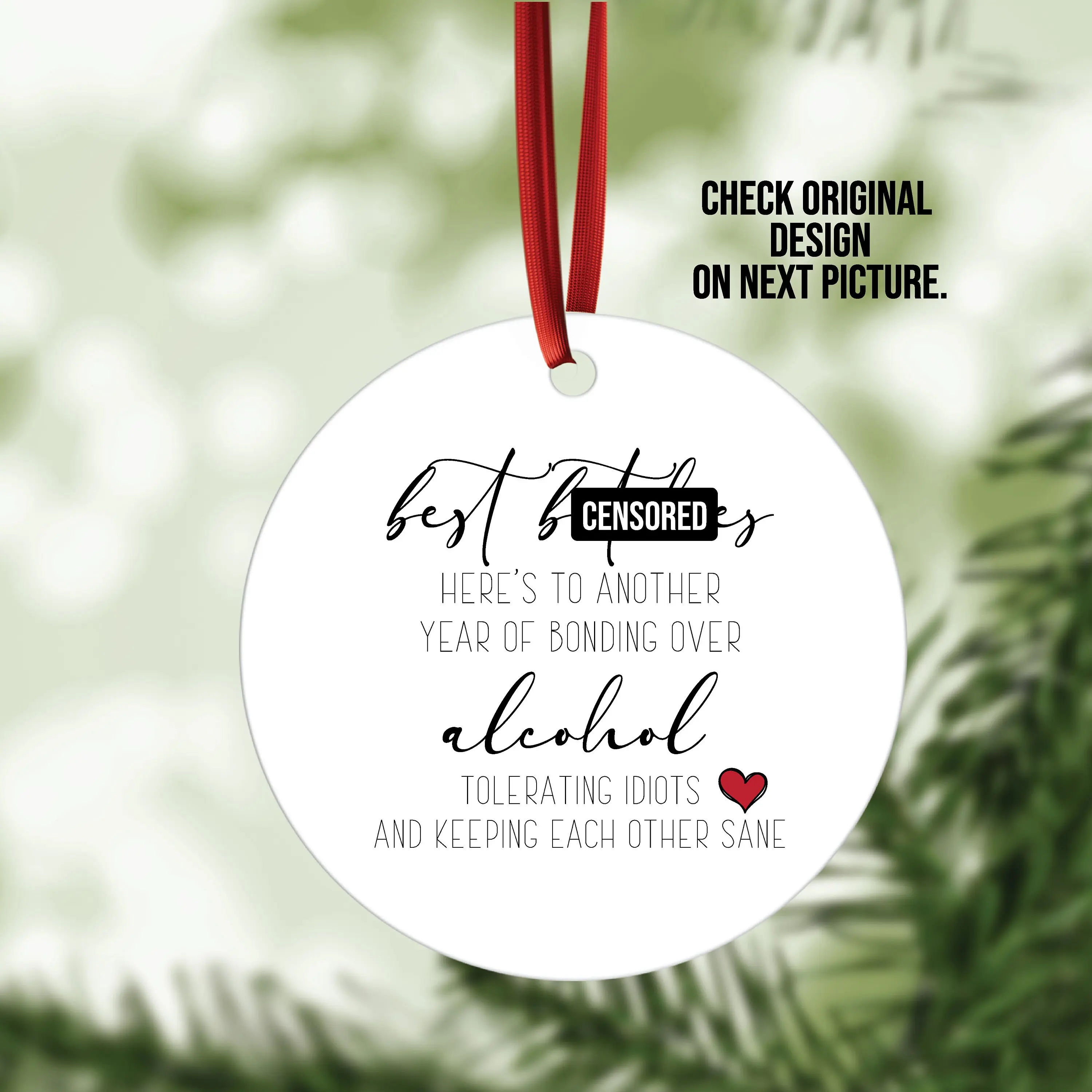Best Friend Ornament | Personalized Gift | Custom Ornament | Best Friend Gifts | Christmas Ornaments | Christmas Gifts | Christmas Exchange Satin Aluminium Round Lightweight Decoration White Decor