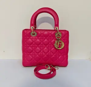 Pre-owned Dior Lambskin Crossbody Bags Lady 5 Grid Bag