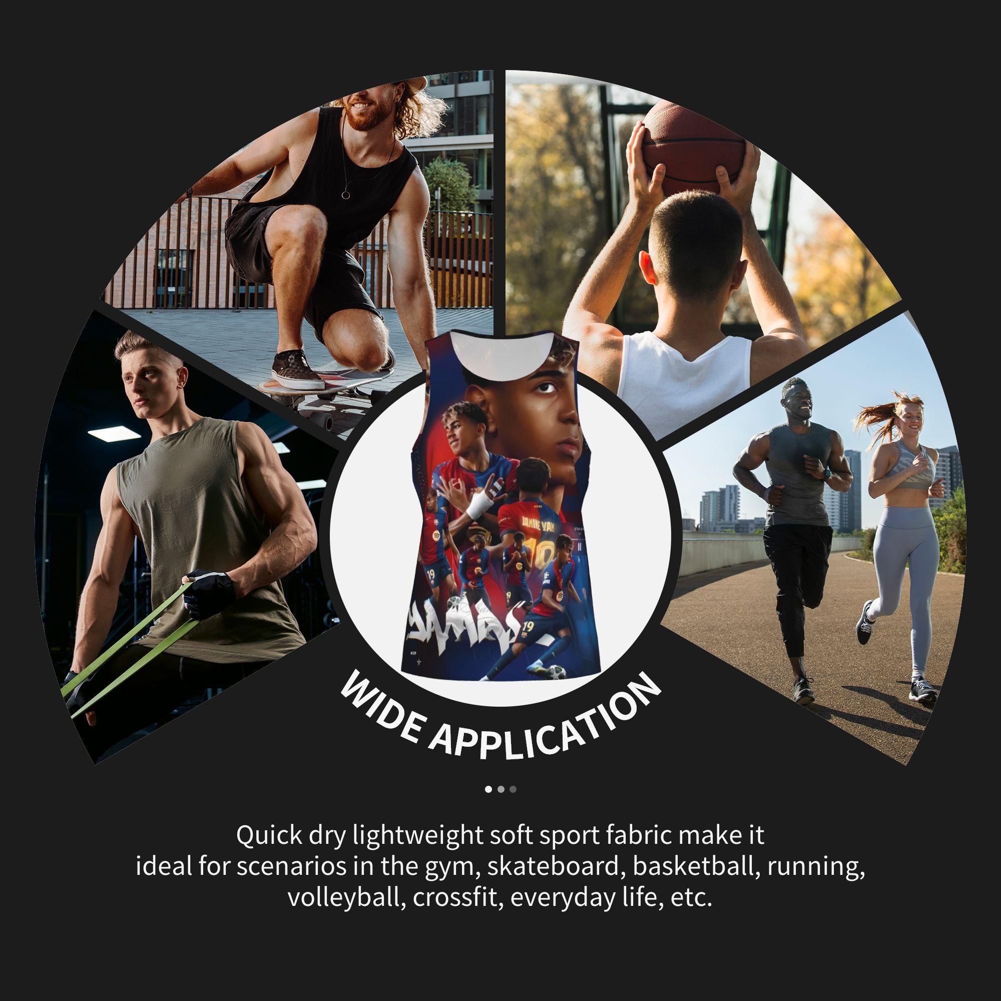 Lamine Yamal #19 Barcelona Rising Star Patchwork Sleeveless Vest, Men's Streetwear and Gym Apparel, Essential Casual Wear for Football Fans