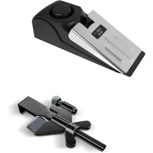 1 Adjustable Portable Door Lock with 1 Door Alarm with 120dB Siren Door for Travelers Security, Prevent Unauthorized Entry, Door Stoppers Security for Home & Travel Bedrooms