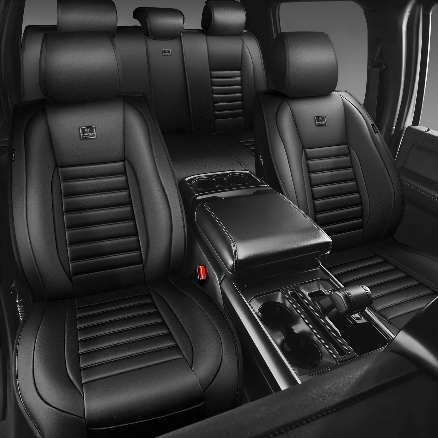 CAR PASS Nappa Leather Seat Covers Protection for Front Seats Universal Waterproof & Anti-Slip Design Airbag Compatible for Sedan, SUV, Pickup Truck Black 1 Count CAR PASS Nappa Leather Seat Covers Protection for Front Seats Universal Waterproof & Anti-Slip Design Airbag Compatible for Sedan, SUV, Pickup Truck Black 1 Count