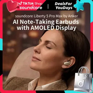 soundcore Anker Liberty 5 Pro Max Wireless Earbuds, AI Note-Taker for In-Person Meetings, Whisper-Clear Calls, Active Noise Cancelling, 1.78" AMOLED Smart5 Mins Charge = 4 Hrs Playtime #DealsForYouDays, #SummerWins