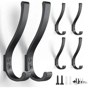 Heavy Duty Coat Hooks for Wall Mount - Durable Wall-Mounted Hooks for Hanging Coats, Backpacks & Bookbags, Rust-Resistant Coat Hanger Hooks for Entryway, Garage, Dorm