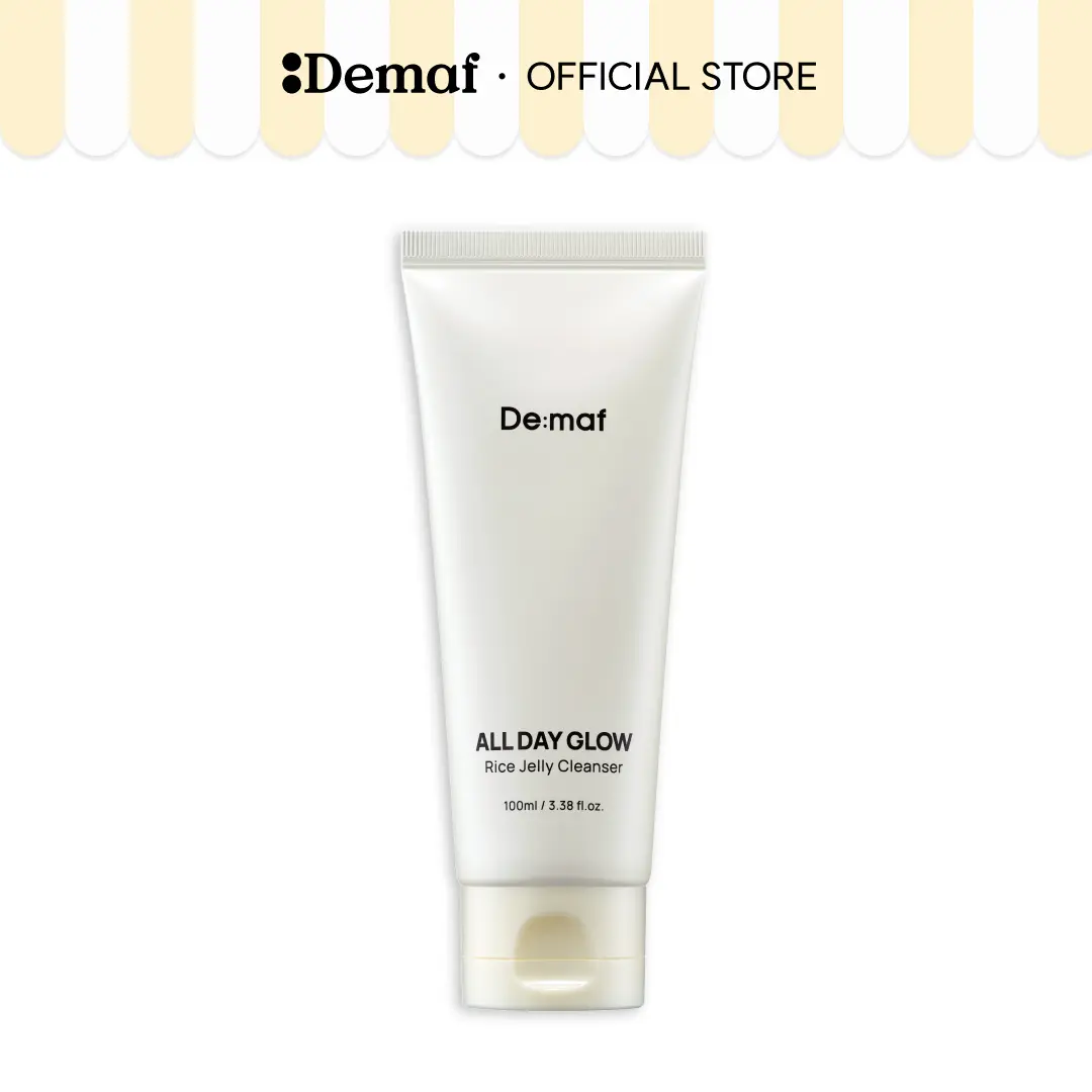 [De:maf Official] All Day Glow Rice Jelly Cleanser 3.38 fl. oz. (100ml) | Rice Extract for Luminous Skin | Soothing Jelly Texture | Hydrating & Brightening | Facial Cleansing