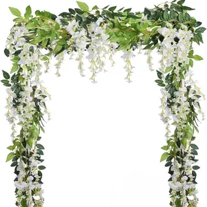 Artificial Vine Garland, Fake Wisteria Vine, Decorative Flowers for Wedding Arches, Parties, Gardens, Home Table Backdrops, Decorations, Decorative Flower Ornaments