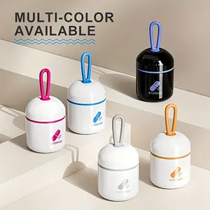 Portable Dual Compartment Pill Box, Medicine Organizer, Supplement Organizer with Leak-Proof Lid & Chain, Travel-Friendly Transparent Design, Durable Plastic, Compact Storage Solution