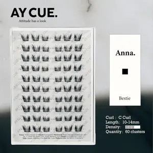 AYCUE #ANNA# Self-adhesive Lash Clusters C Curl 10-14mm 60 Clusters Glue-free Eyelashes Extensions for Natural Look Easy Application Lightweight & Reusable Cosmetic