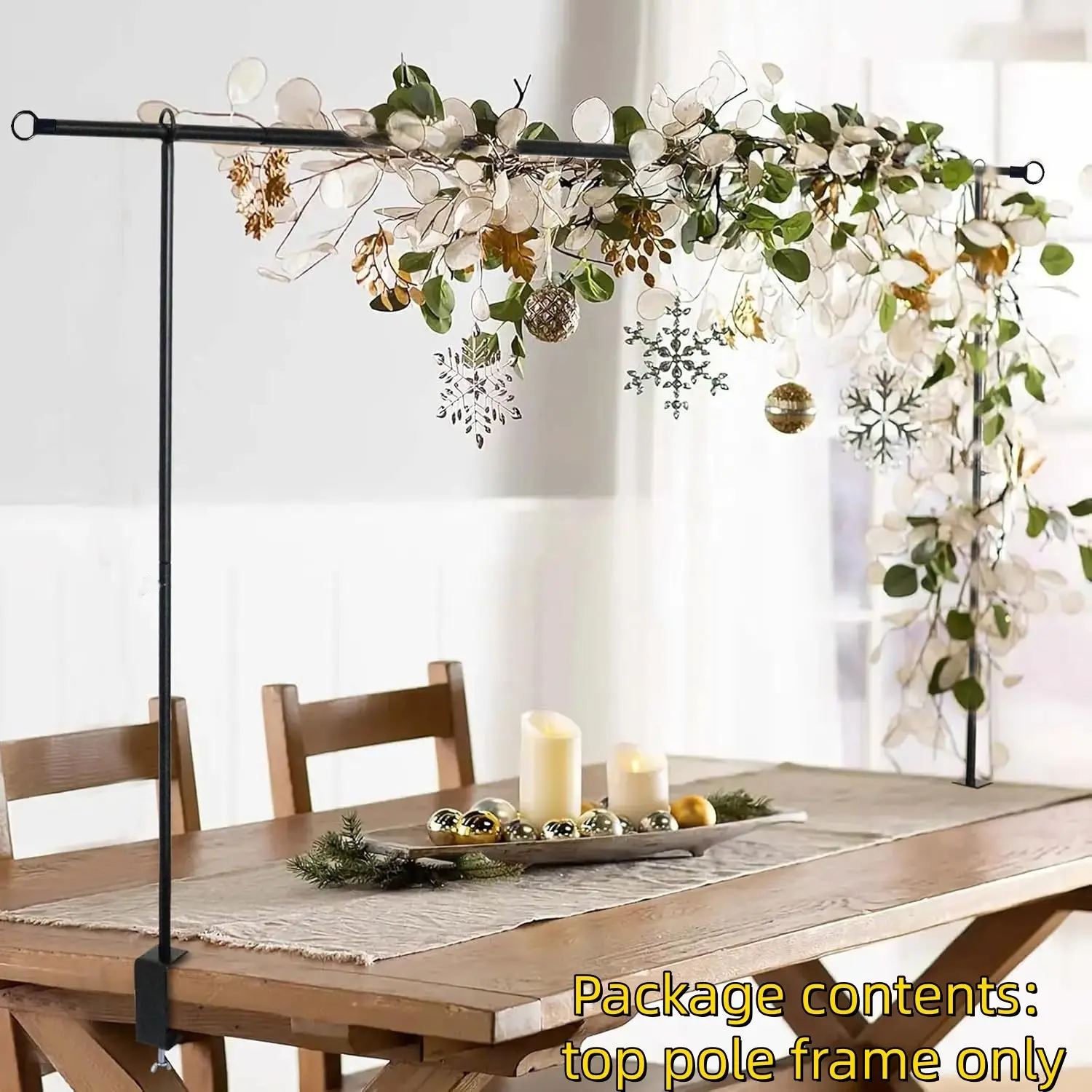 Adjustable Table Top Rod Holder with Clip, Metal Arch Height 27.56-47.24 Inches, Ideal Hanging Decoration for Weddings Birthdays Festivals, Wedding Decoration Stand, Decorations Supplies, Decorating