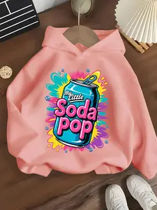 Girls' Hooded Sweatshirt My Little Soda Pop, Trendy Soda Print, Fashion, Unique and Eye-Catching, Casual Streetwear, Graphic Print Hoodie