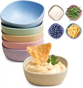 6 Pack Wheat Straw Soy Sauce Dishes, 4.5 OZ Small Dessert Bowls, Unbreakable Dipping Bowl, Pinch Bowls Set, Dipping Sauce Cups, Mini Prep Bowls, Dip Bowls for Side Dish, Ketchup, Soy, BBQ