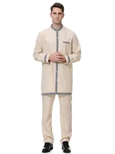 Muslim Men Long Sleeve Shirt Pants Set, Middle East Robe, Traditional Arabic Robe, Modesty Thobe, Casual Fashion, Comfortable Wear, Perfect for Daily Use