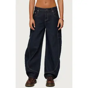 Edikted Women's Aden Contrast Stitch Barrel Jeans