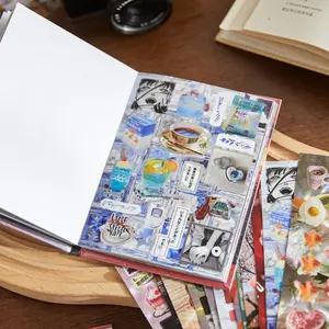 45 Sheets Retro Cutting Die Sticker Book Stickers For Scrapbooking DIY Scrapbooking Scrapbook Page Decorative Paper Craft Album Large Patchwork Notebook