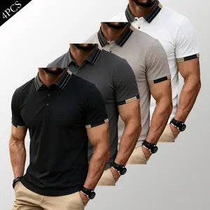 Men’s 4-Pack Breathable Slim Fit Short Sleeve Polo Shirts, Casual Business Golf Tops, Breathable Polo Shirts