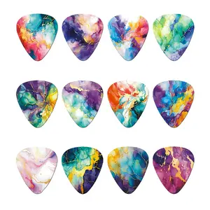 Colorful Guitar Pick Set, 12pcs/set Double-sided Printed Guitar Picks, Music Accessories for Guitar & Bass, Gift for Music Lovers