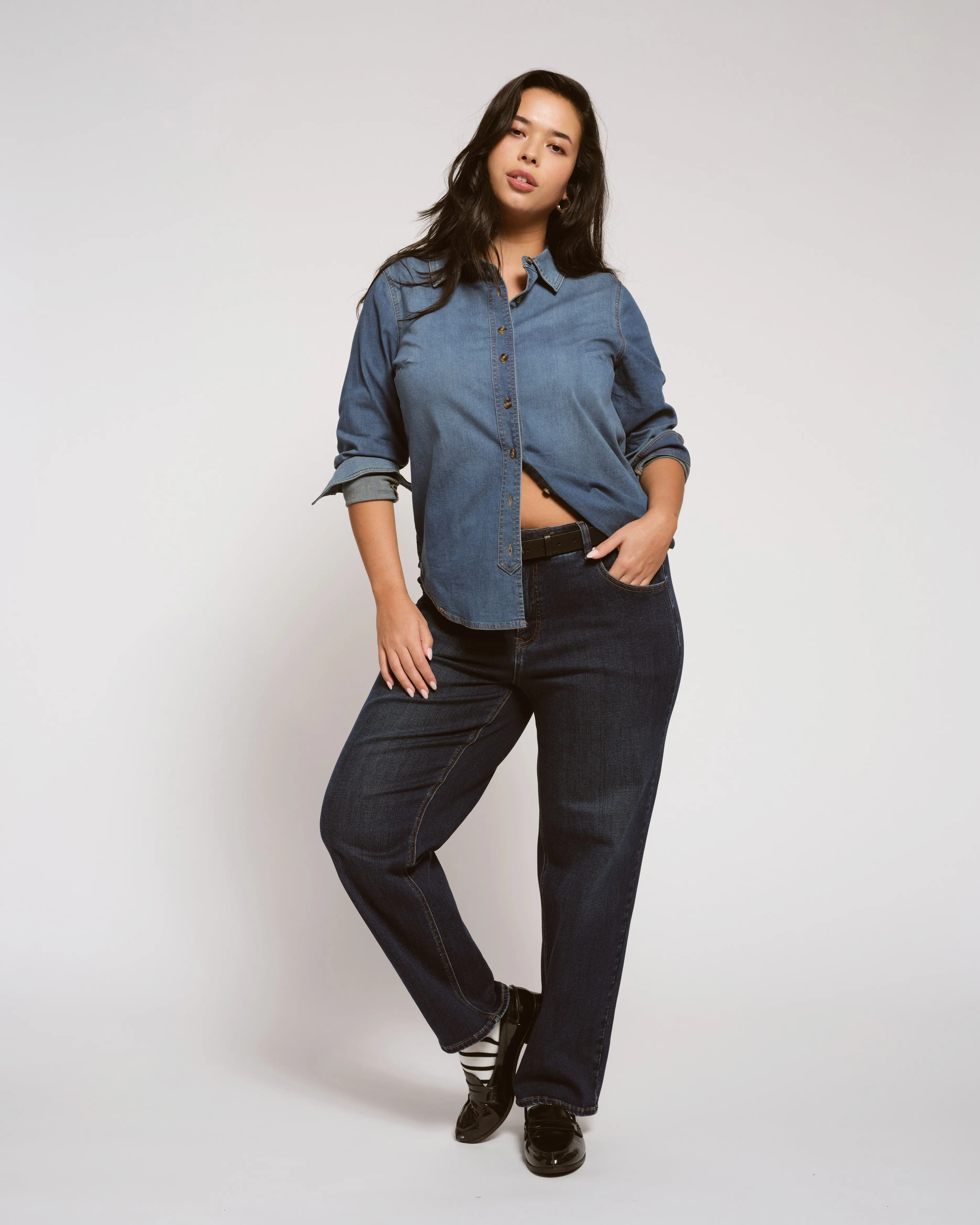 Women's High-Rise Straight Leg Jeans - Simple Fits in Stretch Cotton Denim, an Elevated Basic with a Flattering Cut & Deep Pockets, Bottom, Elevated Basics, Denim Pants, Basic Look