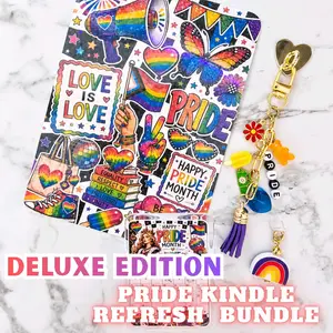 PRIDE MONTH DELUXE Kindle Refresh Kit | Includes Insert, Magnetic Grip, Dust Plug Charm, and Chain Charm