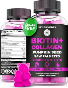 Hair Skin and Nails 10000mcg Gummies & Collagen Gummies - Biotin Vitamins for Hair Growth Pumpkin Seed Oil, Saw Palmetto Extract & Vitamins A B6 C D E - Biotin and Collagen Supplements