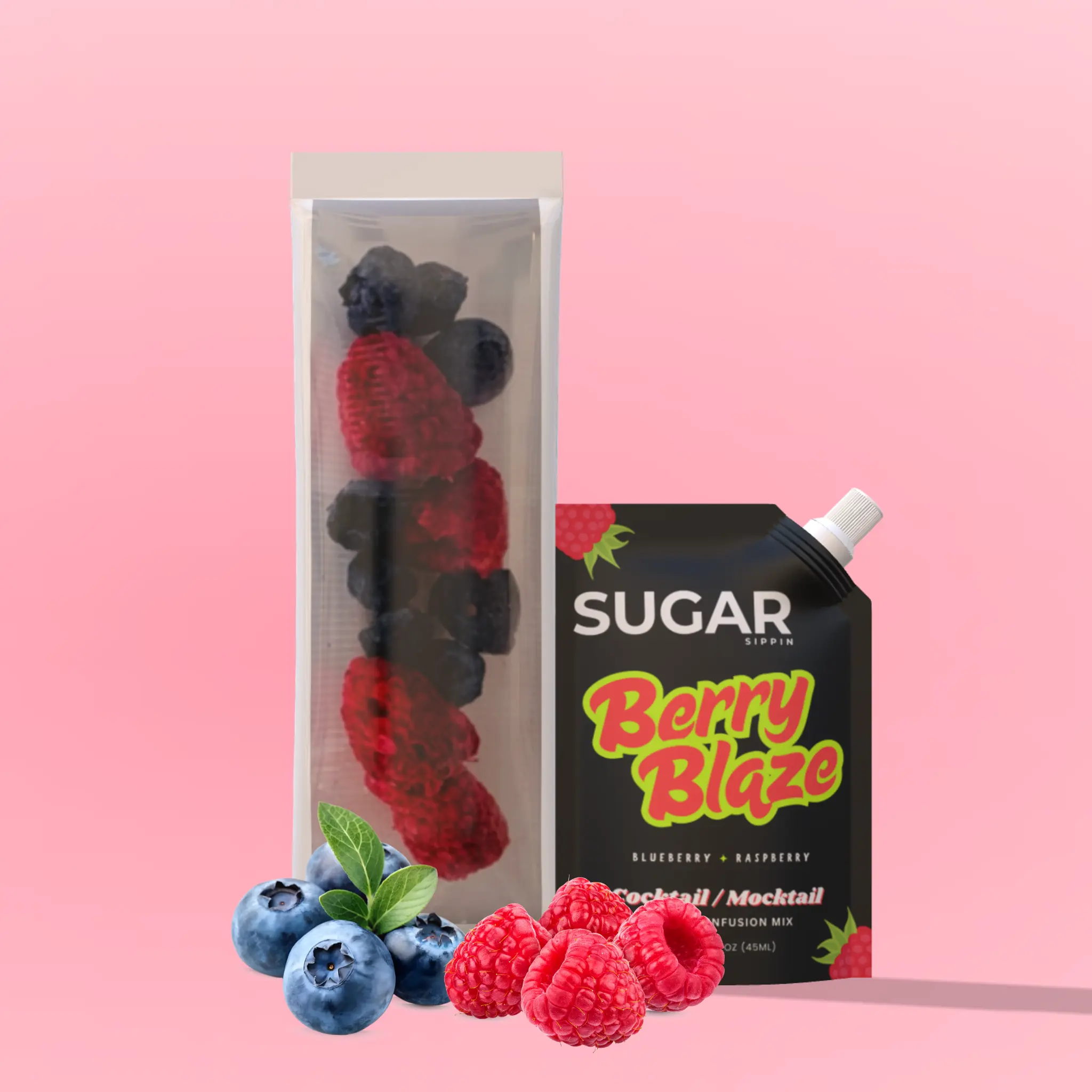 Berry Blaze Refill – Premium Blueberry & Raspberry  Fruit Syrup Mix & Freeze Dried Fruit for Cocktails or Mocktails