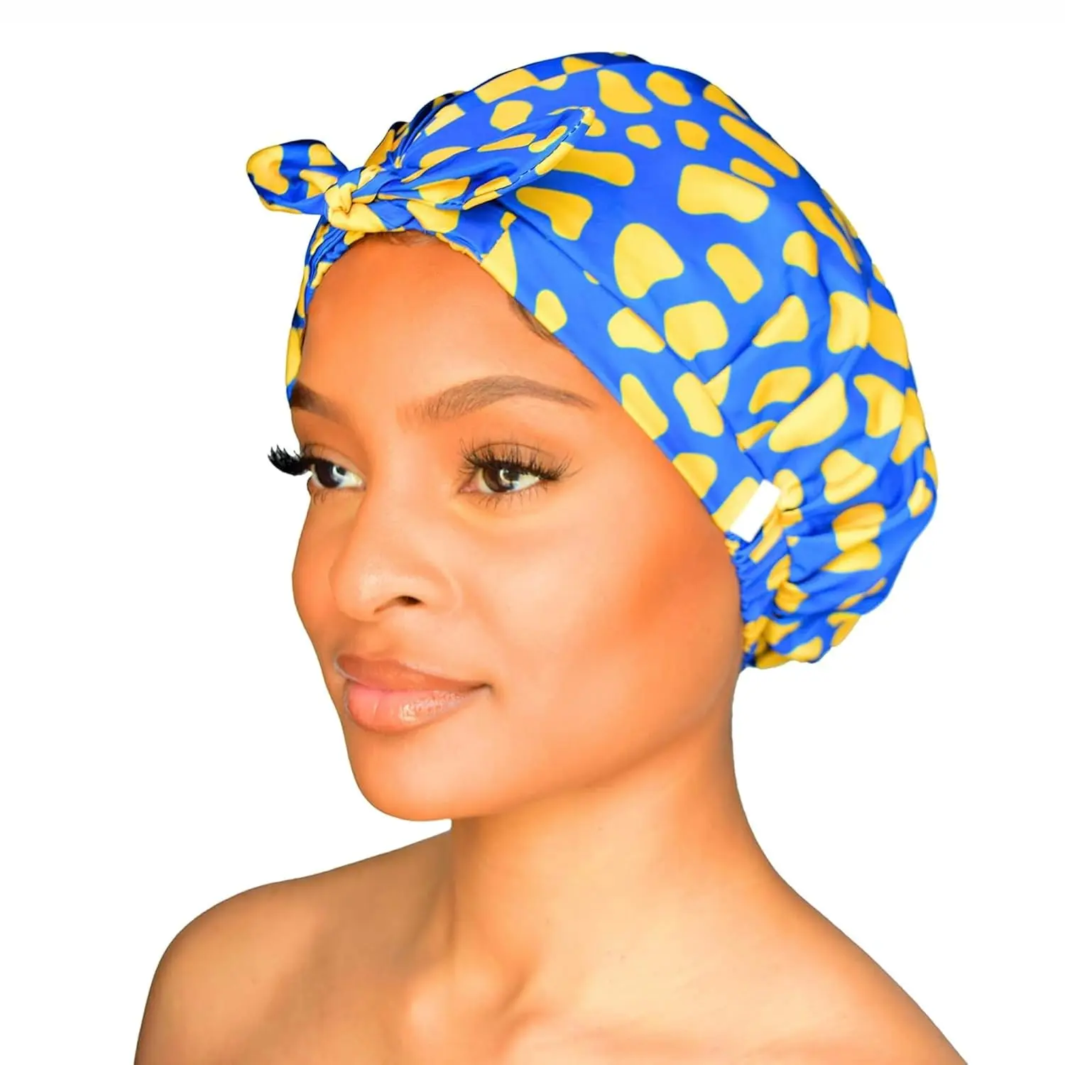 GRACE & COMPANY Luxury Shower Cap For Women - 100% Waterproof, Reusable, Washable & Breathable Shower Caps - Lemon Drop