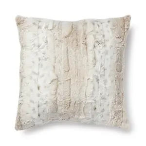 Mainstays Faux Snow Leopard Fur Decorative Square Pillow, 18" x 18", Leopard Print, 1 per Pack