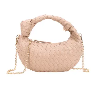 Viral Mini Woven Knot Handle Shoulder Bag | PU Leather Crossbody Purse | Trendy Dumpling Bag