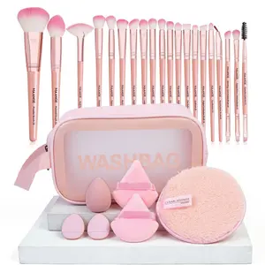 MAANGE 27pcs of Makeup Tools Including 20pcs Makeup Brushes Set + 6pcs Powder Puff Accessories + Toiletry Bag, Essential Beauty Tools for Flawless Application, Beauty Sponge, Makeup Storage Bag, Eyeshadow Brush Set, Makeup Tools Gift
