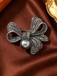 Women's Rhinestone Flower Bow Brooch, Lapel Brooch, Vintage Elegant Large Pin, Fashion Accessory for Clothing Gifts, Stylish Jewelry, Jewellery