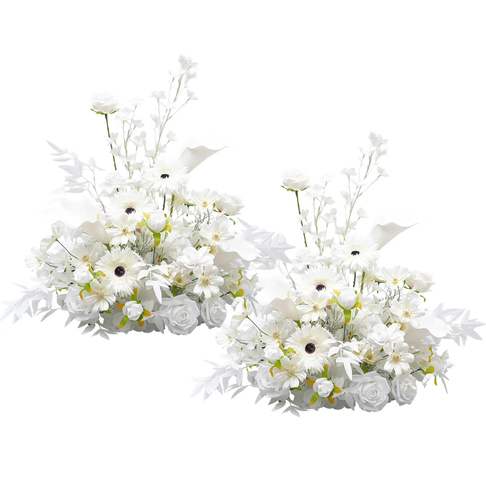 S-A8963 2pcs Minimalist Synthetic White Silk Artificial Decorative Flowers - Eclectic Table Decor, Wedding Aisle Supplies for Valentine's Day Home Festive Use