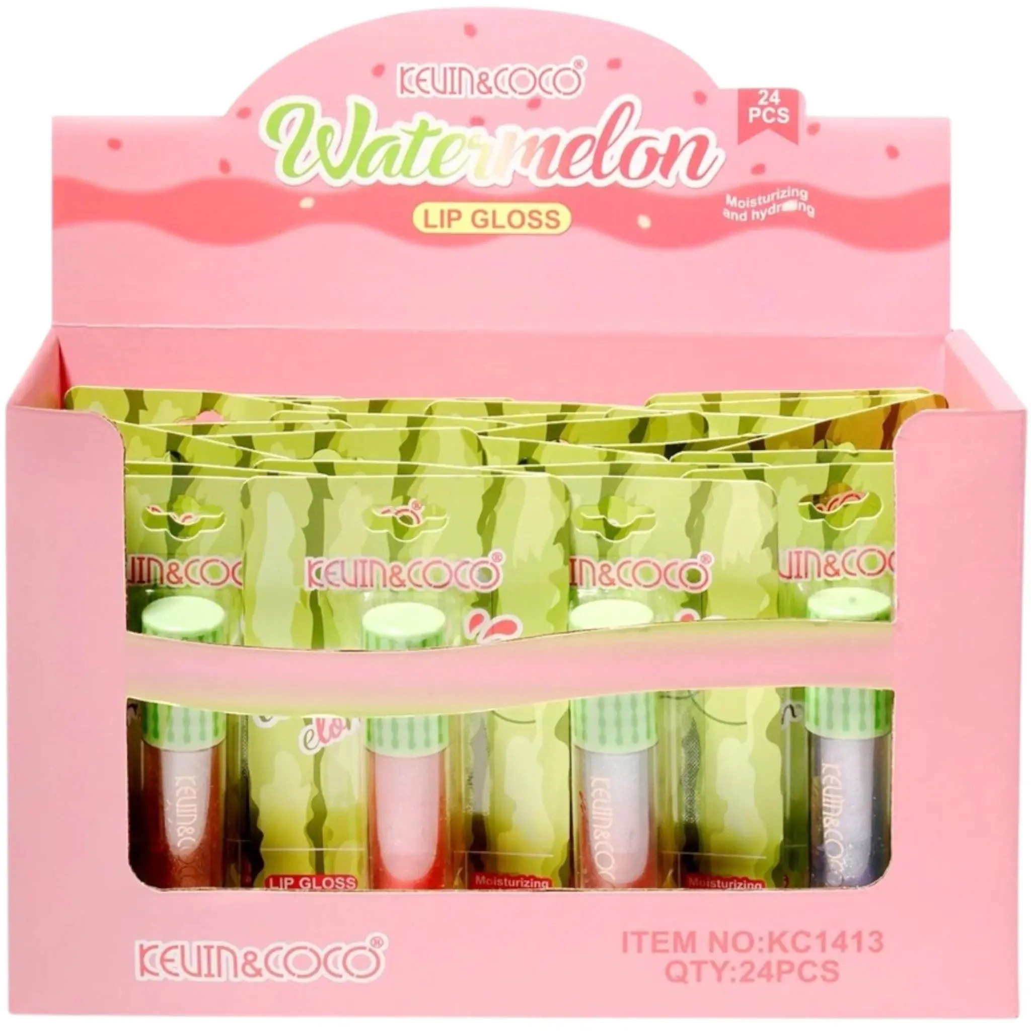 Kevin & Coco Watermelon Lip Gloss - Wholesale Display 24 Units (KC1413)