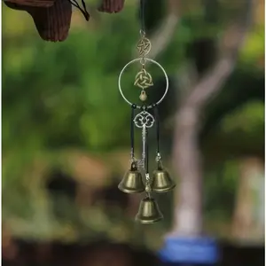 Vintage Iron Witch Bell Wind Chime - Rustic Hanging Ornament for Garden & Patio - Boho Home Decor for Christmas, Halloween & Thanksgiving
