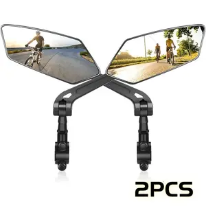 1 Pair of Adjustable Bike Mirrors for E-Bikes, Mountain Bikes, and Motorcycles with 360° Rotation