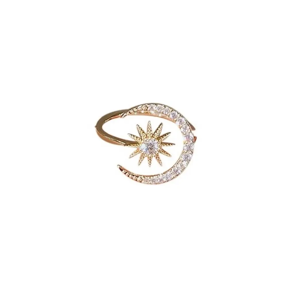 Sun Moon Ring for Women Adjustable Size 6-7 Cosmic Wonder Symbol Ring with Sun and Moon Design Celestial Charm Everyday Elegance