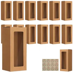 Brown Bakery Boxes with Window, 8.7'x3.15'x3.15' Pastry Boxes for Gift Giving, Treat Boxes for Bread, Donuts, Valentine's Day, Women's Day, Mother's Day, Christmas, and Holiday Gatherings