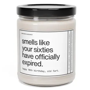 70th Birthday Gift, 70th Birthday Candle For Her, Turning Seventy Gifts For Women, Gift Ideas For 70th Birthday, Seventies Gift for Mom Aunt, 9oz Scented Soy Wax Candle, Home Decor