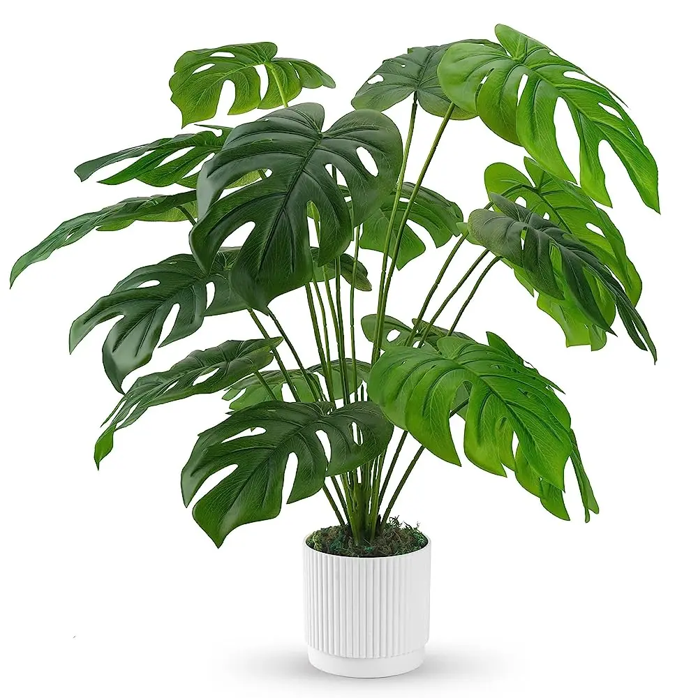 28" Fake Plants Large Artificial Monstera Faux Plants Indoor Tall for Floor Home Office Farmhouse Bedroom Decor for New Home Corners, Apartment Living Room & Moving Season Decor, summerwins Mid Year Sale
