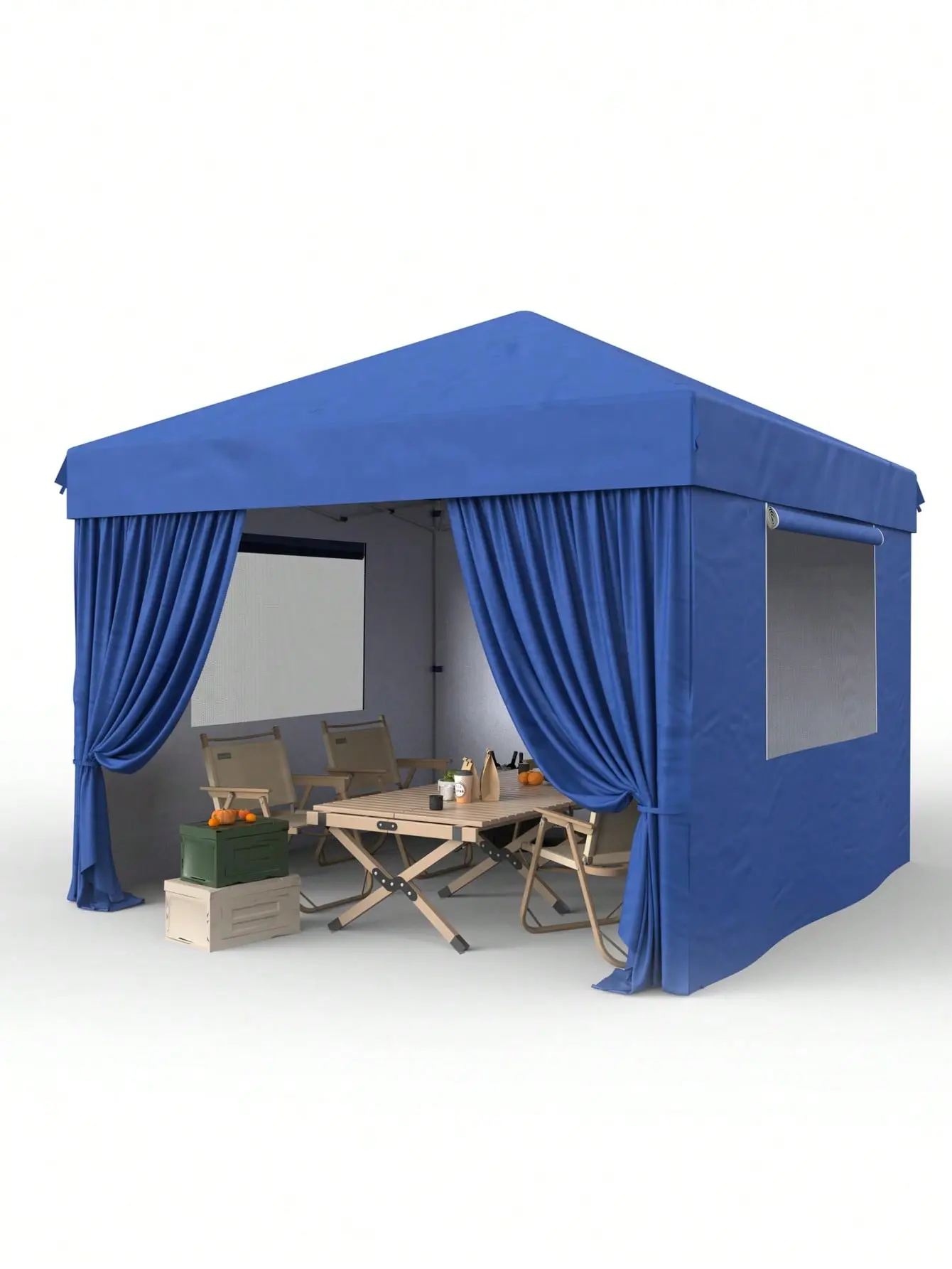 Gaomon 10x10 Pop Up Outdoor Sunshade Canopy Tent, Heavy-Duty Frame Commercial Instant Shelter, 1-Person Setup, 4 Sidewalls, Blue Adjustable Canopy