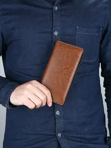 Vintage-Style Men's Long Wallet Multi-Color Faux Leather Texture Wallet Suitable for Business, Casual, and Everyday Wear ID Card Holder