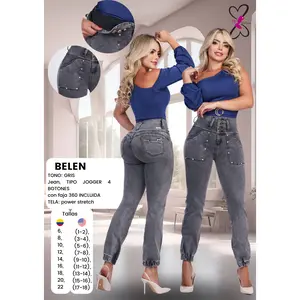 Belen Colombian Jean Jogger with Internal Girdle Style 360 Fitted Denim Pants for Womenswear Streetwear Basic Minimalist