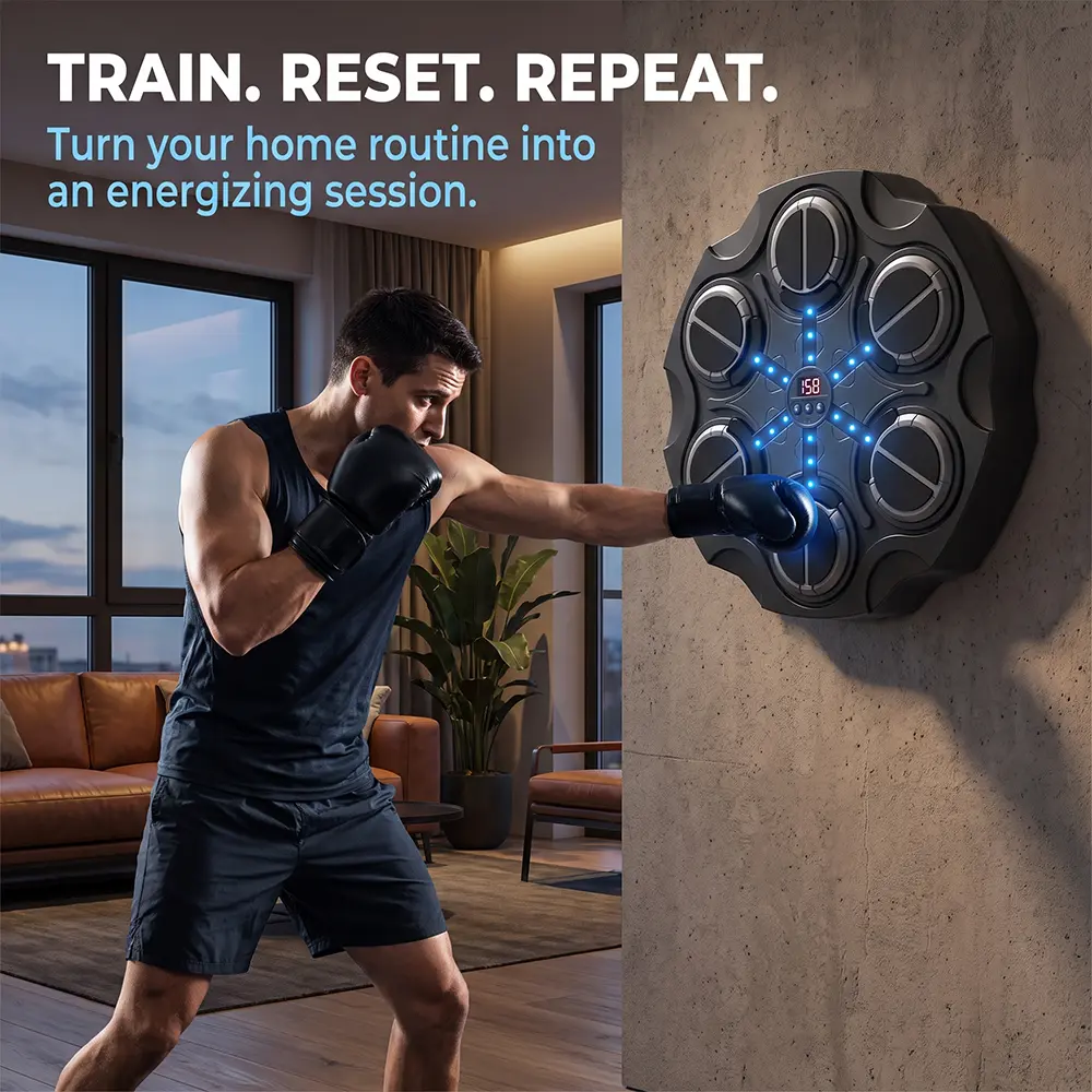 WEEKEND COME Large Wall-Mounted Musical Boxing Machine, Interactive Punching Trainer with Boxing Gloves for Adults, Electronic Boxing Target with 9 Modes