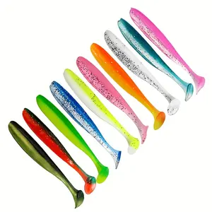 [Vibrant Fishing Lures] 10pcs Vibrant Dual-Color T-Shaped Fishing Lures - Soft Baits with EVA & Silicone, Realistic Fish Design for Freshwater & Saltwater Fishing, Easy to Carry in Pouches