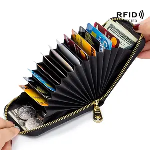 Premium RFID Blocking Card Holder Wallet, Secure Zip Around Design, Multiple Compartments for Easy Organization, Slim and Stylish for Travel or Everyday Use