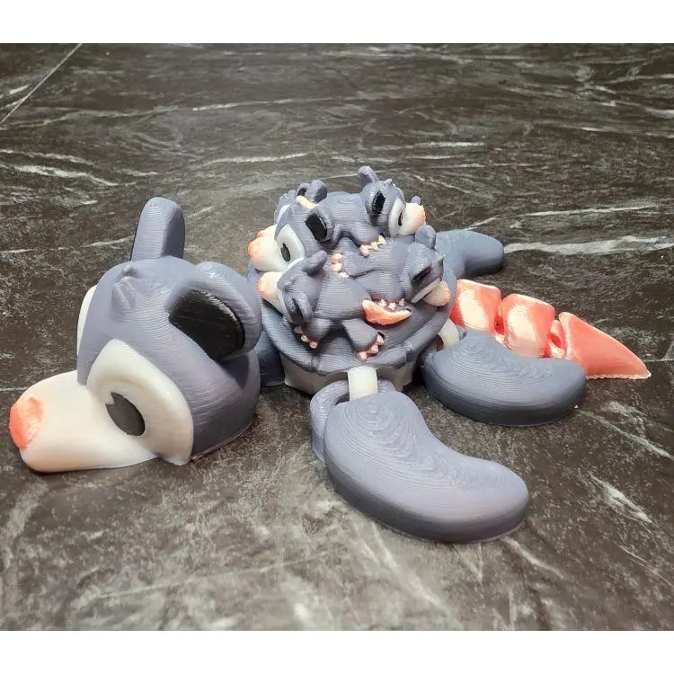 Opossum Turtle with Silk Pink for the Tail & Accents. - Adorable Collectible Figurine