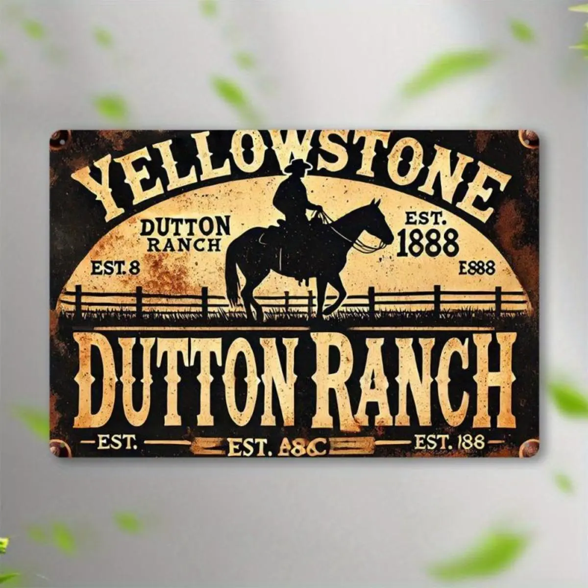 Vintage Yellowstone Dutton Ranch Metal Sign, Cowboy & Horse Design, Rustic Farmhouse Design Wall Decor, Wall Art for Home, Bar, Cafe, Garage and Outdoor Space, Vintage Garage Signs, Western Decor