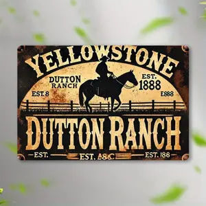 Vintage Yellowstone Dutton Ranch Metal Sign, Cowboy & Horse Design, Rustic Farmhouse Design Wall Decor, Wall Art for Home, Bar, Cafe, Garage and Outdoor Space