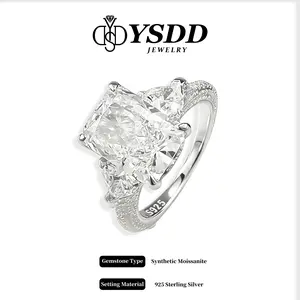 【11.15 Lumina】Luxurious 5CT Radiant Cut with Heart Side Accents Engagement Ring vvs Synthetic Moissanite Rings in 925 Sterling Silver