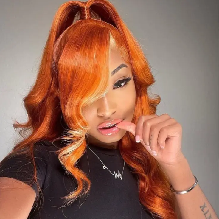 Bling Hair 180 Density Orange Ginger Body Wave 13x4 13x6 5x5 HD Lace Frontal Colored Wig Human Hair Glueless Wigs For Woman Natural Hairline #SummerVibes