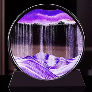 3D Moving Sand Art| Aesthetic Liquid Motion Round Glass Desk Decor